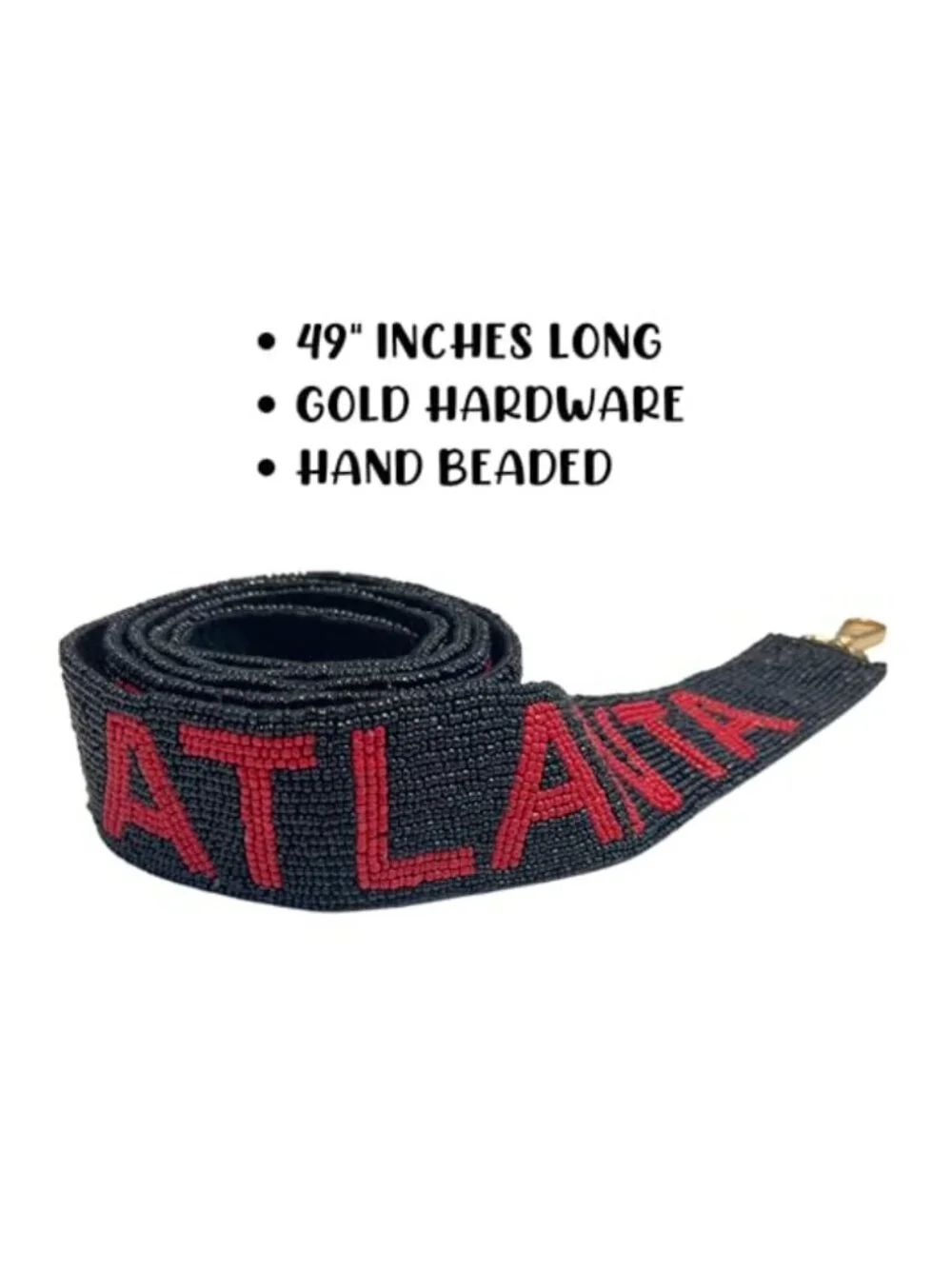 Beaded Purse Strap with Gold Hardware, 49 Inch Crossbody Bag Strap for Game Day